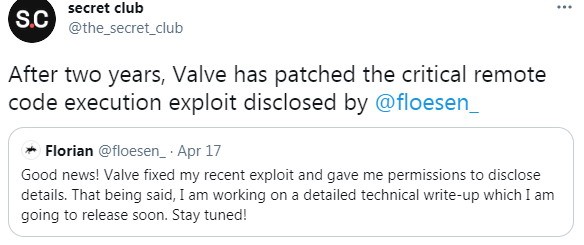 V社拖了两年终于修複Steam严重漏洞：黑客能掌控玩家