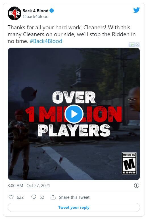 《喋血复仇》玩家数超过600万 官方发推感谢玩家支持